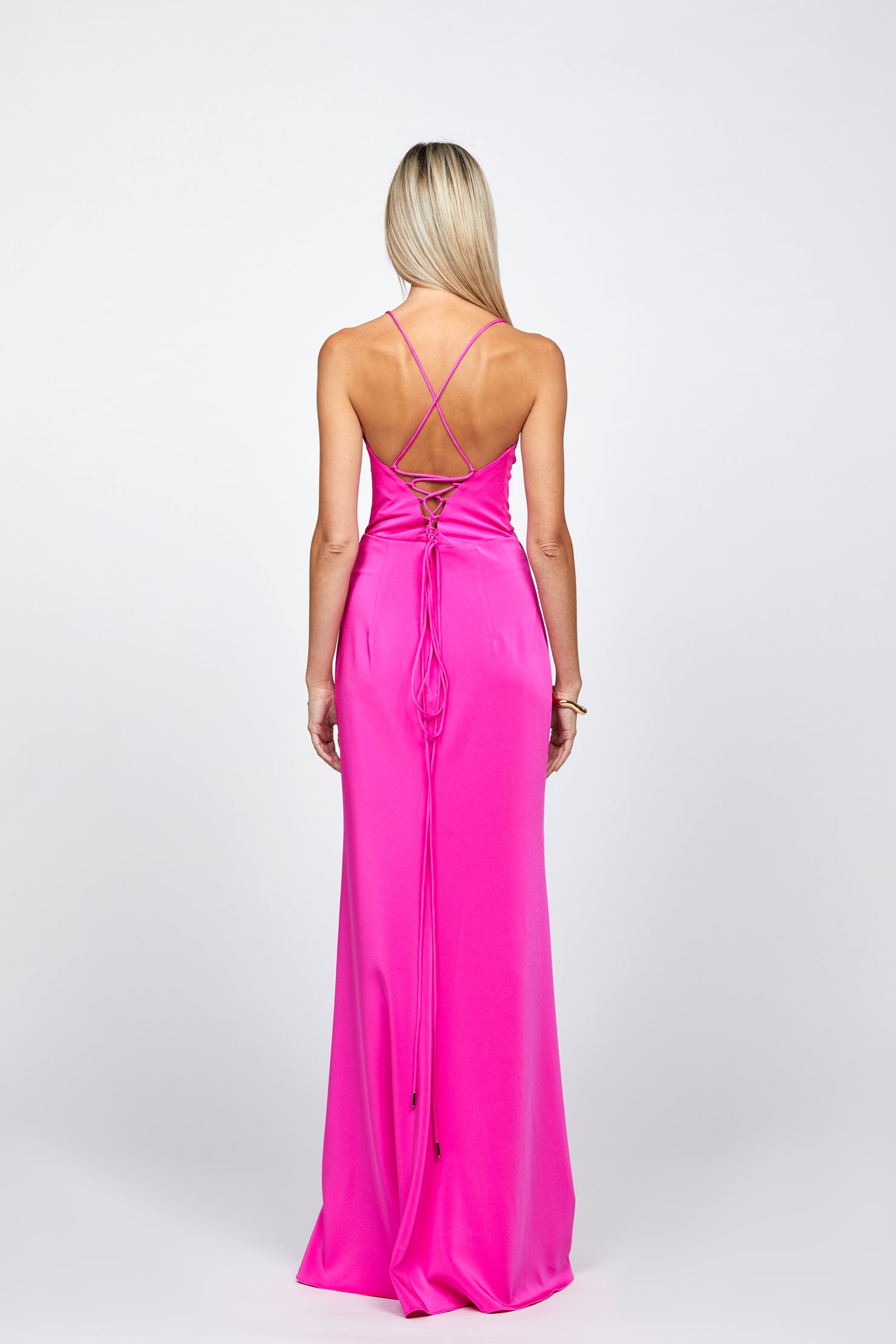 bariano pink dress Ariel Strappy Gown - Pink Sequin - Bariano